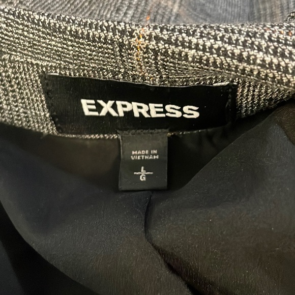 Express Metallic Plaid with Copper Accent Double Breasted Suit Jacket Size Large - Picture 7 of 10